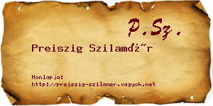 Preiszig Szilamér névjegykártya